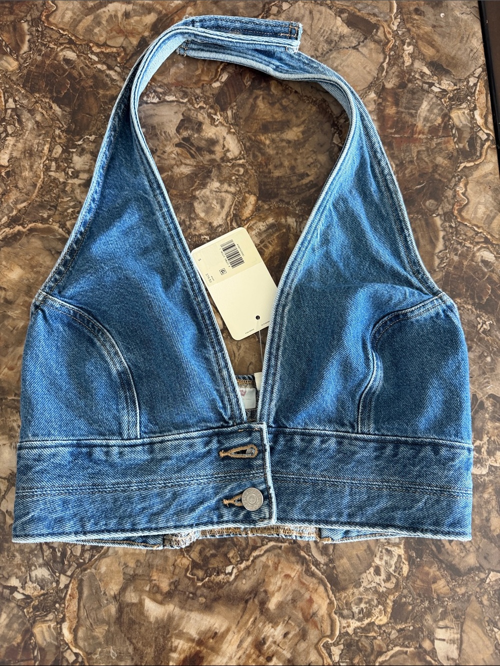 Levi's Raine Denim Halter Crop Top - NWT - Small